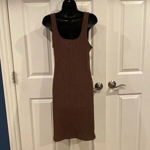 Old Navy Brown Ribbed Midi Dress